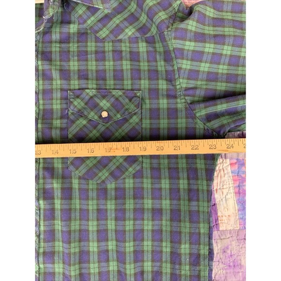 VTG Wrangler Mens 16.5x35 X-LongTails Western Pearl Snap Long-Sleeve Shirt Plaid - Picture 5 of 8